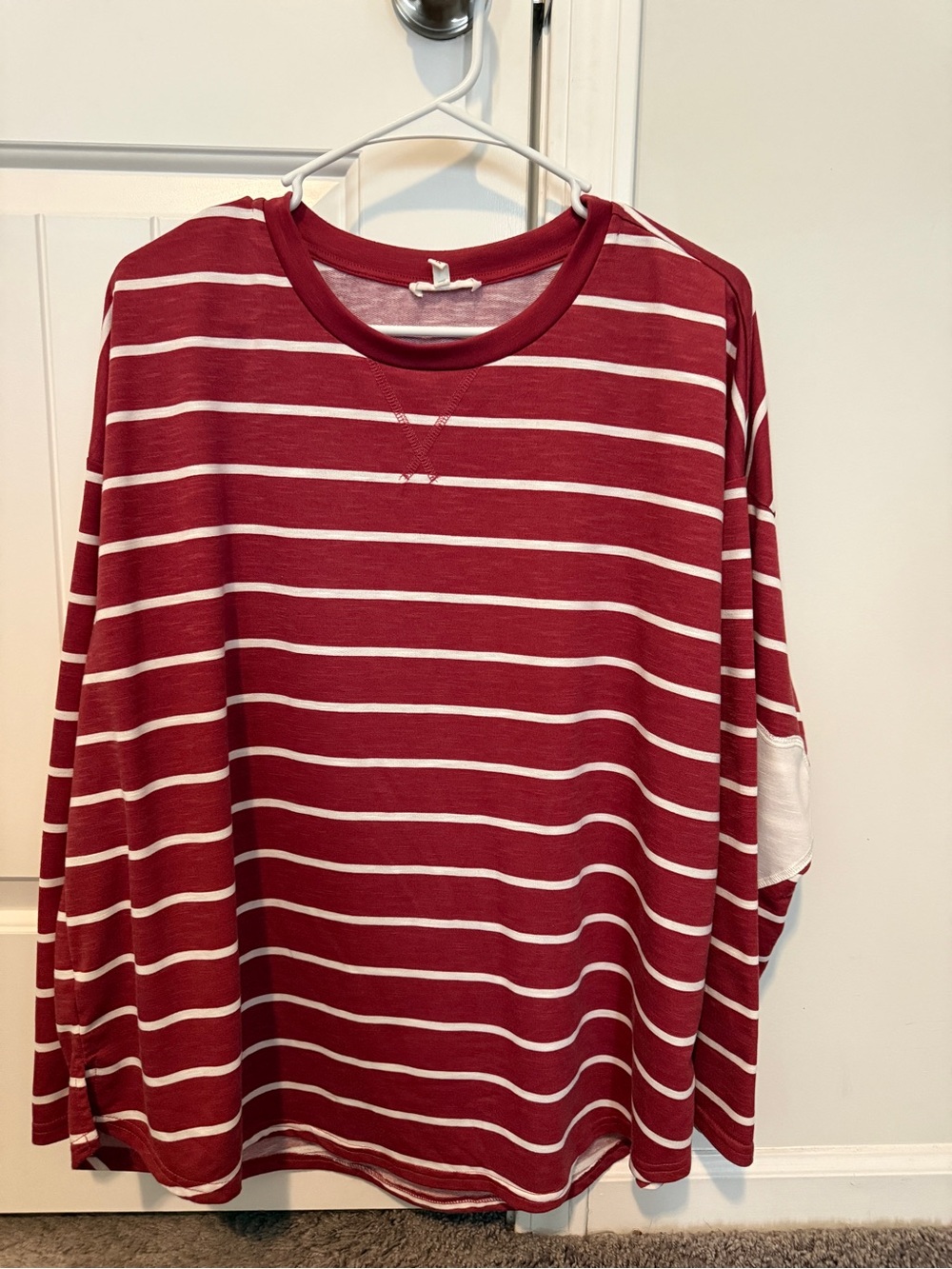 Maurices Red and White Striped Long-Sleeve Tee